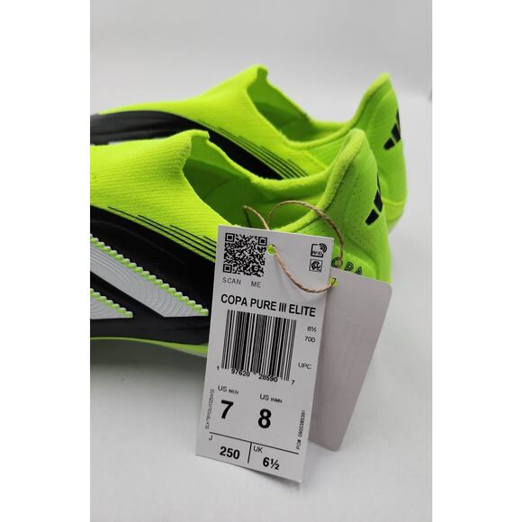 size 7 Men\'s Adidas Copa Pure 3 Elite Laceless FG Cleats Black JH6302